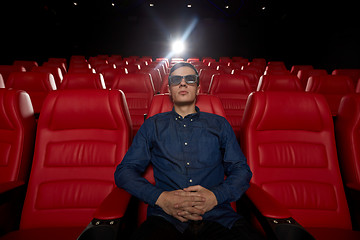 Image showing young man watching movie in 3d theater