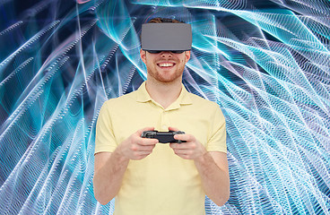 Image showing man in virtual reality headset or 3d glasses