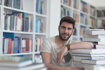 Image showing student study  in school library