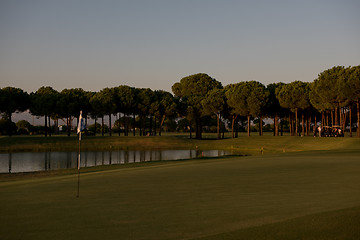 Image showing golf course on sunset