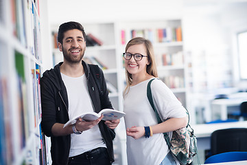 Image showing students couple  in school  library