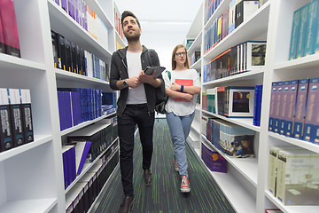 Image showing students group  in school  library