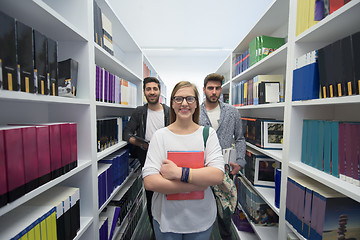 Image showing students group  in school  library