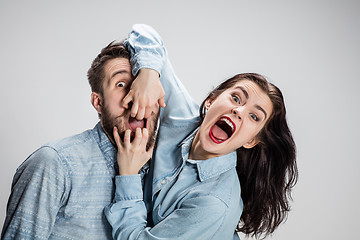 Image showing Close up photo of angry man and woman