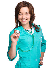 Image showing Portrait of a woman wearing doctor uniform