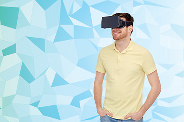 Image showing happy man in virtual reality headset or 3d glasses