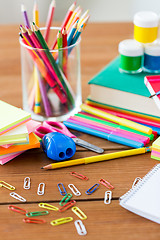 Image showing close up of stationery or school supplies on table