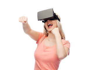 Image showing woman in virtual reality headset or 3d glasses