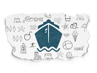 Image showing Vacation concept: Ship on Torn Paper background