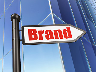 Image showing Advertising concept: sign Brand on Building background