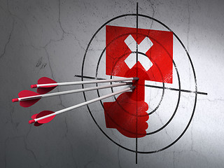 Image showing Political concept: arrows in Protest target on wall background