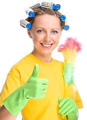 Image showing Young woman as a cleaning maid