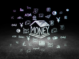 Image showing Currency concept: Money Box in grunge dark room