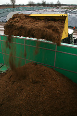 Image showing Tractor charges biogas plant