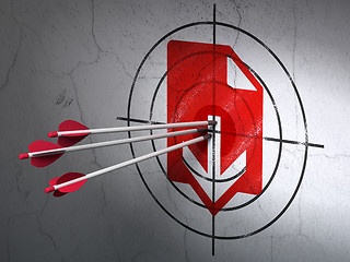 Image showing Web development concept: arrows in Download target on wall background