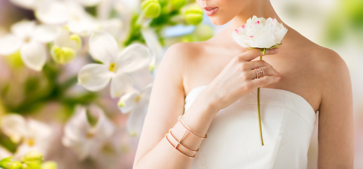 Image showing close up of beautiful woman with ring and bracelet