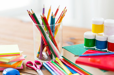 Image showing close up of stationery or school supplies on table