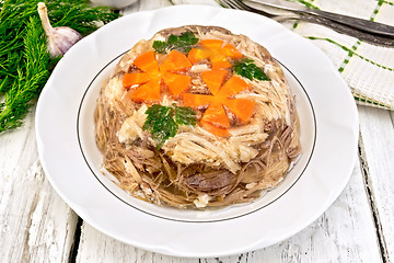 Image showing Jellied in big plate with parsley on board