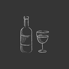 Image showing Bottle of wine. Drawn in chalk icon.