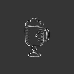 Image showing Glass mug with foam. Drawn in chalk icon.