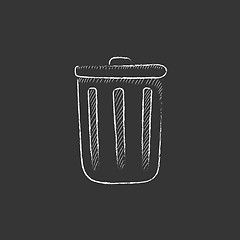 Image showing Trash can. Drawn in chalk icon.