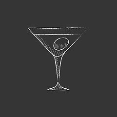 Image showing Cocktail glass. Drawn in chalk icon.