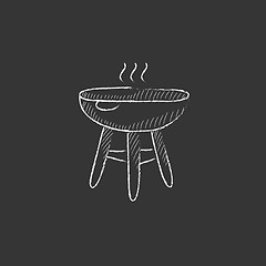 Image showing Kettle barbecue grill. Drawn in chalk icon.