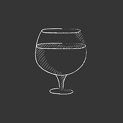 Image showing Glass of wine. Drawn in chalk icon.