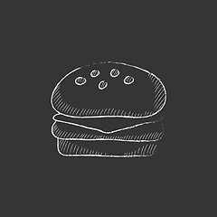 Image showing Hamburger. Drawn in chalk icon.