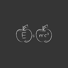Image showing Two apples with formulae. Drawn in chalk icon.