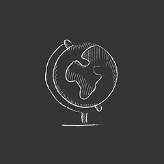 Image showing World globe on stand. Drawn in chalk icon.