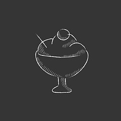 Image showing Cup of ice cream. Drawn in chalk icon.
