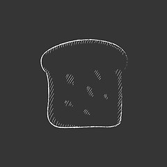 Image showing Single slice of bread. Drawn in chalk icon.