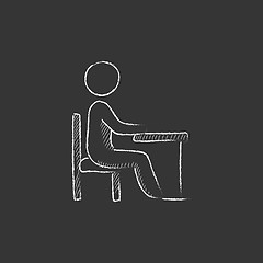 Image showing Student sitting on chair at the desk. Drawn in chalk icon.