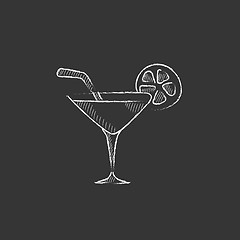 Image showing Cocktail glass. Drawn in chalk icon.