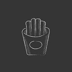 Image showing French fries. Drawn in chalk icon.