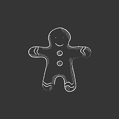 Image showing Gingerbread man. Drawn in chalk icon.