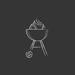 Image showing Kettle barbecue grill. Drawn in chalk icon.