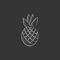 Image showing Pineapple. Drawn in chalk icon.