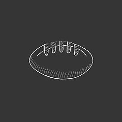 Image showing Rugby football ball. Drawn in chalk icon.