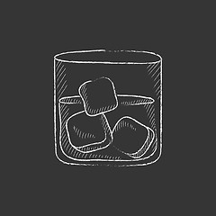 Image showing Glass of water with ice. Drawn in chalk icon.