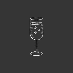 Image showing Glass of champagne. Drawn in chalk icon.