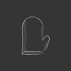 Image showing Kitchen glove. Drawn in chalk icon.