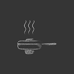Image showing Frying pan with cover. Drawn in chalk icon.
