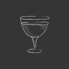 Image showing Glass of wine. Drawn in chalk icon.