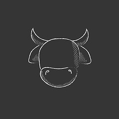 Image showing Cow head. Drawn in chalk icon.