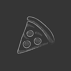 Image showing Pizza slice. Drawn in chalk icon.