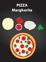 Image showing Pizza margherita with ingredients