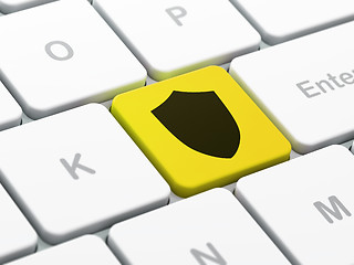 Image showing Protection concept: Shield on computer keyboard background