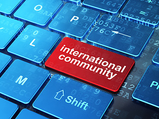 Image showing Political concept: International Community on computer keyboard background
